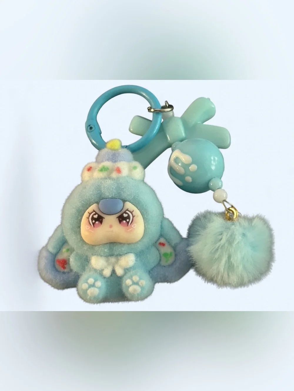 kawaii plush bear keychains with pom pom + bow details - Picture 2 of 4